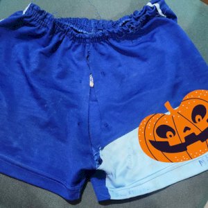 Short colegial azul em helanca usado pela ex-namorada ganhei dela como fetiche!