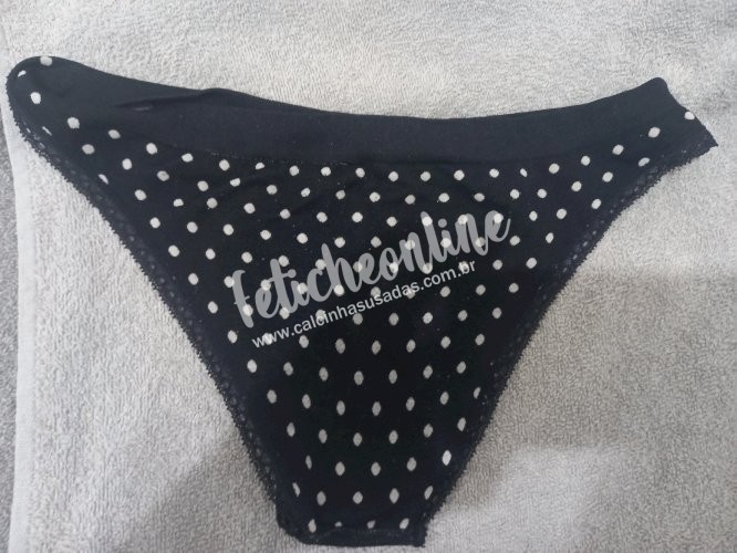 Calcinha usada poá de bolinhas 