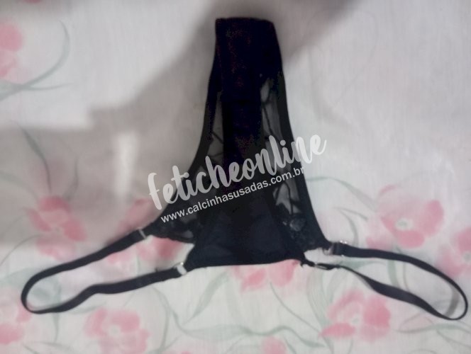 Calcinha usada fio dental preto 
