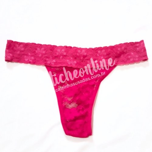 Calcinha de renda usada (2 dias) fio dental rosa