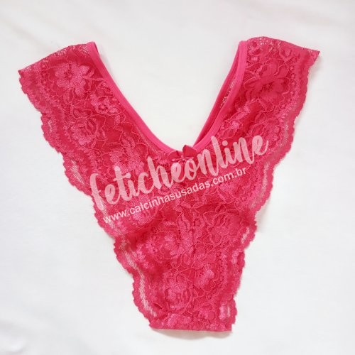 Calcinha de renda rosa usada (2 dias) 