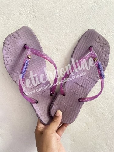 Chinelinho roxo usado 35