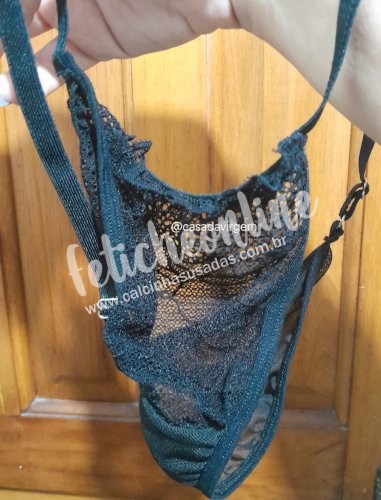 Calcinha usada preta de renda