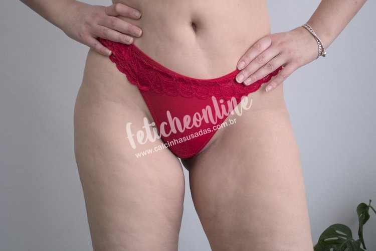 Calcinha Fio dental Vermelha renda